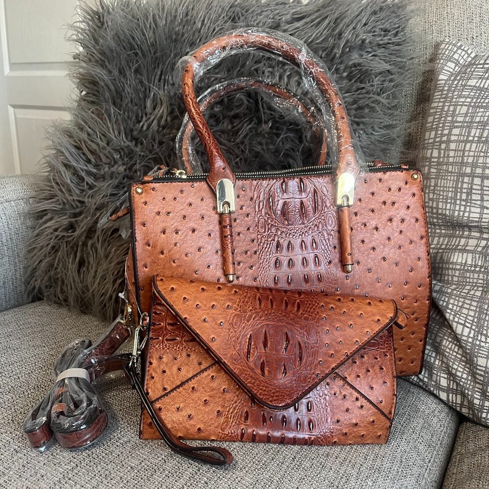 Ostrich Handbag and Clutch-Unbranded